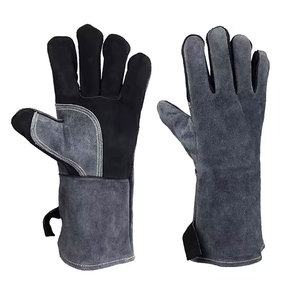 10 Inch Cowhide Yellow White Heat Resistant Powder-free Silicone-free Abrasion Resistance Anti-Smash Anti-Slip Safety Gloves - Product Image 3