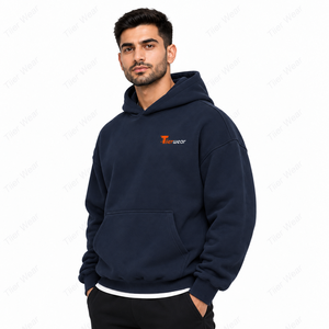 Wholesale 100% Cotton Men's Winter Season Hoodies Solid Pattern Heavy Weight <b>Thick</b> <b>Fleece</b> Custom Print Logo New Puff Sweatshirts - Product Image 2