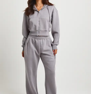 Conjunto de Sudadera Personalizada con Cuello Redondo y Pantalones a Juego para Mujer, Fabricante de Ropa al por Mayor con Etiqueta Privada OEM ODM - Product Image 1