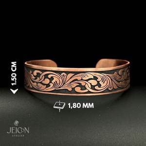 กำไลข้อมือทองแดงลายสลักแบบเรียบหรูสำหรับผู้ชาย OEM สำหรับผู้ป่วยโรคข้ออักเสบ ทองแดงแท้พร้อมเทคนิคการขัดเงา งานฝีมือโลหะ - Product Image 5