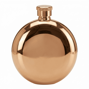 Flacon rond en cuivre de qualité supérieure, gourde en cuivre poli pour hommes, flacon à liqueur en métal fait main, cadeaux personnalisés et vente en gros - Product Image 1