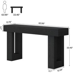 63-Inch Wooden Rectangular <b>Console</b> Table for Behind the Couch Placement - Product Image 4