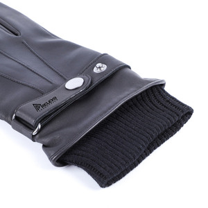 Guantes de cuero etíope negro de alta calidad y 100% poliéster con forro polar, puño tejido, cálidos para uso diario y deportivo, para hombre, de piel de oveja, para invierno. - Product Image 4
