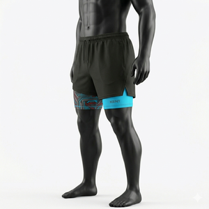Private Label Trending 2 in 1 Men Four-Way <b>Stretch</b> Lightweight Heat-Transfer Printed Compression <b>Shorts</b> Inner Liner Gym Running - Product Image 3