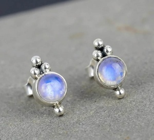 Blue Flashy Milky Emerald Cut Stud <b>Earrings</b> 925 Sterling Silver 18K Gold Plated Rhodium Handmade Jewelry Gift for Women Elegant - Product Image 4