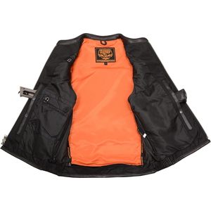 Gilet en cuir Cool-Tec pour homme, noir, fermeture éclair sur le devant, extensible sur les côtés, pour la moto et les courses automobiles - MLM3502 - Product Image 6