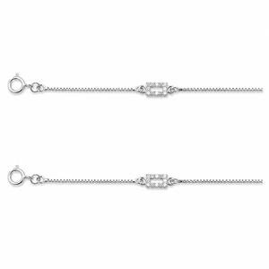 925 Sterling Silver Geometric Cubic Zirconia <b>Anklet</b> for Women Minimalist Dainty Bridal Wedding Party Gift Jewelry - Product Image 2