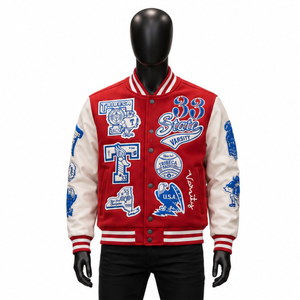 Custom Patch Varsity Jacket Men's Vintage Streetwear Bomber Jacket Unisex Letterman Baseball <b>Coat</b> High Quality Hip Hop Outerwear - Product Image 1