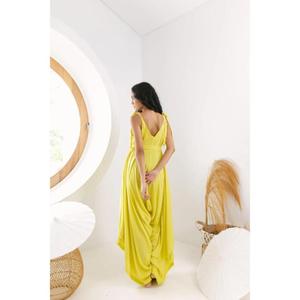 Combinaison longue jaune pour femme, style bohème, sans manches, à jambes larges, élégante tenue de plage estivale - Product Image 6