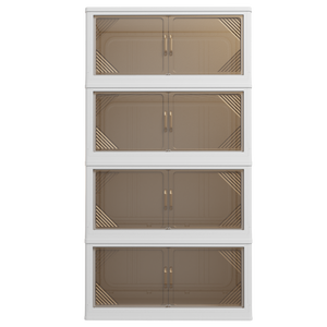 Set di 4 Contenitori di Stoccaggio in Plastica Trasparente da 472QT, Larghezza 31,5 Pollici, Organizzatori Pieghevoli per Armadio, Scatole Impilabili - Product Image 4