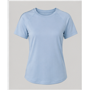 เสื้อยืดแขนสั้นคอกลมสีฟ้าพาสเทลสำหรับผู้หญิง ทรงสปอร์ต รุ่น WTS-0007 - Product Image 1