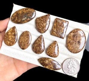 Assortiment de cabochons en bronzite naturelle semi-précieuse pour bijoux bohèmes, style sud-ouest et créations artisanales - Product Image 2