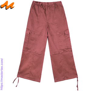 Pantalones Cargo Casuales de Verano para Mujer MASTER TEXTILE, Color Sólido, Pierna Ancha, Transpirables, Cintura Media, Hechos con Tela de 7.37 oz - Product Image 2