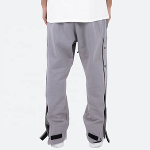 Pantalones Deportivos de Pierna Ancha con Botones Laterales de Algodón Personalizados para Hombre, con Detalle de Botones Laterales, Cintura Elástica, Casuales - Product Image 4