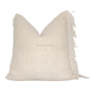 Handmade 14 X 22 Inches Boho Floral Zipper <b>Cushion</b> <b>Cover</b> Tassel Cotton Square Decorative Throw Pillow Case for Home Use Striped - Product Image 1