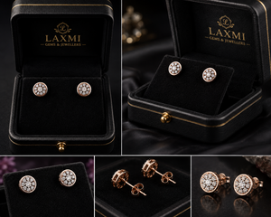 Boucles d'oreilles clous en or rose 14 carats avec zircon, motif flocon de neige, taille brillant rond, sertissage à griffes, classiques, pour usage quotidien, cadeau unisexe - Product Image 4