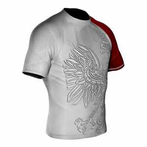 เสื้อรัดกล้ามเนื้อแขนสั้นสำหรับผู้ชาย MMA BJJ ฝึกซ้อม ระบายอากาศได้ดี น้ำหนักเบา ทนทาน ผ้าถัก 220 กรัม ผสมสแปนเด็กซ์/โพลีเอสเตอร์ด้านหน้า - Product Image 4