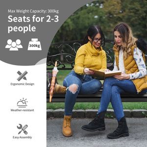 Panca con schienale in ghisa da 50 pollici con telaio in acciaio per patio, parco, portico o sedia - Product Image 2