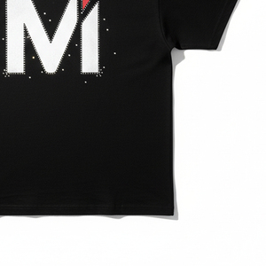 T-shirt imprimé surdimensionné en strass de qualité supérieure, 100 % coton, streetwear pour hommes, logo personnalisé, t-shirt graphique hip-hop - Product Image 2