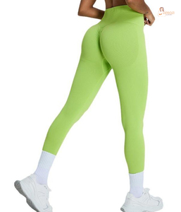 Leggings de sport décontractés en coton extensible respirant à taille haute, tricotés, pour yoga, fitness, gym et course à pied - Product Image 2
