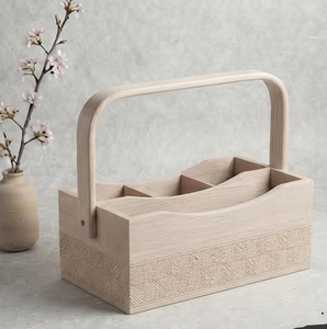Cesta de Madera Blanca Lavada al Estilo Rústico para Almacenamiento en la Cocina, Cesta de Madera para Almacenamiento y Decoración del Hogar - Product Image 3