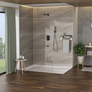 Il sistema doccia quadrata a parete da 12 pollici in gomma e bronzo a olio include accessori per doccia con valvola ruvida - Product Image 2