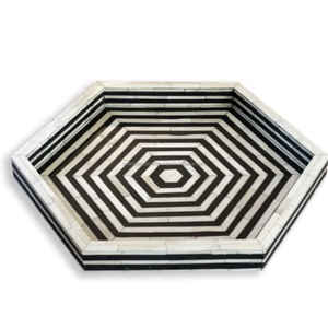 Personnalisé de haute qualité fabriqué à la main en bois naturel incrustation d'os plateau de service rond plaqué pour la maison Restaurants hôtels directement - Product Image 3