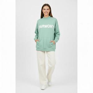 Customized Pullover Mockneck Breathable Sweatshirt Long Sleeve Anti-Shrink Winter Printed Sweatshirts For Women - Product Image 2