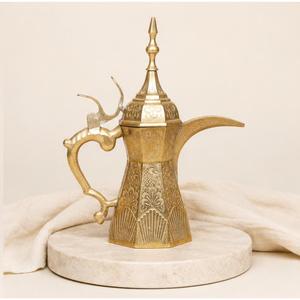 Cafetera Dallah Árabe Hecha a Mano en Latón, Diseño Tradicional de Lujo de Oriente Medio para Regalo de Ramadán y Eid, Tetera Árabe - Product Image 2