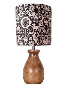 Decorative Table Lamp Floral Bird Pattern Fabric Lampshade Wooden Base Bedside Desk Light <b>Home</b> Decor - Product Image 2
