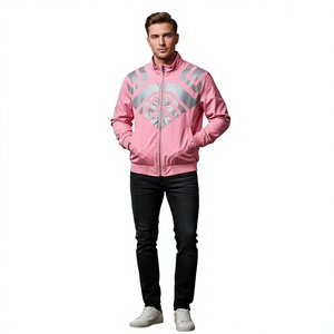 Blouson Bomber Rose Uni pour Homme PRO ENTERPRISES, Col Montant, Fermeture à Bouton Unique, Style Sportif Décontracté, Vêtement de Printemps en Toile Enduite - Product Image 6