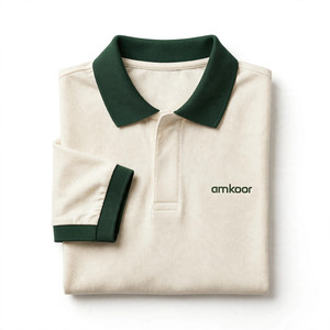 Polo à manches courtes pour homme, couleur personnalisée, bordure contrastée, coupe classique, couleur unie, tissu piqué tricoté décontracté, respirant - Product Image 4