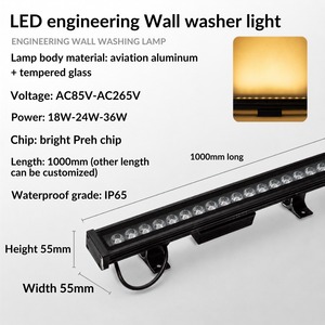 Lámpara de Pared LED de Aleación de Aluminio para Exteriores, Impermeable IP65, AC 85-165V 18W/24W/36W/42W, Regulable - Product Image 2
