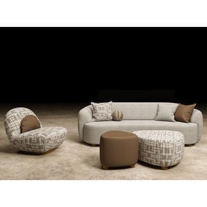 Conjunto de sofá curvo tapizado moderno con sillón decorativo y otomana, muebles de tela para sala de estar - Product Image 1