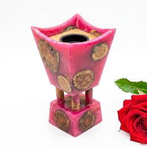Quemador de Incienso de Resina Rosa Resistente Hecho a Mano con Bandeja Metálica, Soporte para Oud, Decoración del Hogar, Venta al por Mayor - Product Image 1