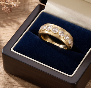 Bague empilable à sertissage clos Full Eternity, couleur DEF, clarté VVS-VVS, certificat IGI, or massif 10K 14K 18K, diamant de laboratoire taille ronde rose - Product Image 1
