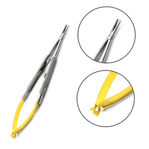 Ensemble de 3 - Ciseaux de micro-chirurgie dentaire TC Castroviejo, porte-aiguilles, forceps en acier inoxydable CE - Product Image 3