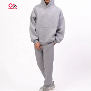 Sweat-shirt et pantalon décontractés en coton, coupe ample, couleur unie, manches longues, effet délavé, qualité supérieure, vente en gros - Product Image 3
