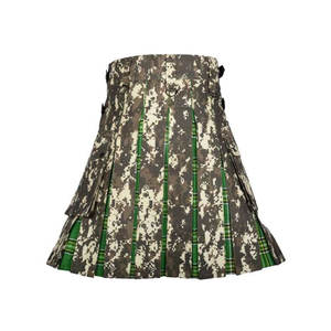 Kilt hybride de haute qualité pour homme en coton à motif camouflage numérique et tartan irlandais - Product Image 3