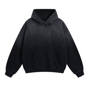 NOUVEAU TRENDY FIN FADE DISTRESSED RAW EDGE Heavyweight Washed Kangaroo Pocket Hoodie 100% Cotton for Winter - Product Image 3