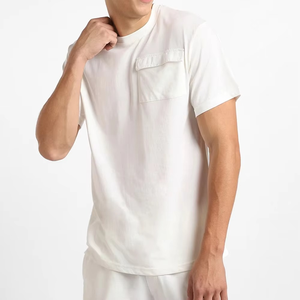 Men's Cotton Casual T-Shirt <b>Set</b> With Pocket And Cargo Shorts Summer Breathable <b>Knitted</b> Solid Design Crew Neck - Product Image 4