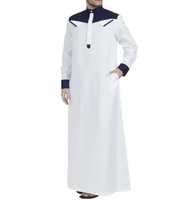 Abaya décontractée pour hommes musulmans arabes, col montant, manches longues, longueur cheville, respirante, extensible dans les quatre sens, style Moyen-Orient islamique
