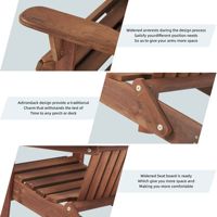 Ensemble de chaises Adirondack 2 pièces en teck, chaises pliantes de jardin d'extérieur, chaises longues de patio, pieds effilés