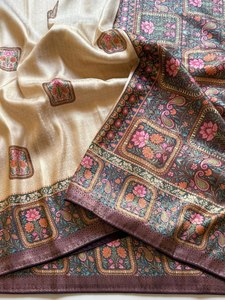 Dupatta de seda reversible con motivos florales y borde decorativo para bodas, bufanda larga tradicional india y pakistaní para mujer - Product Image 3
