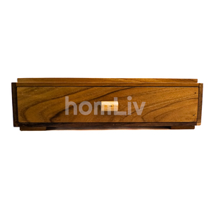 Boîte de rangement décorative pour couverts en teck naturel, en bois massif durable, fabriquée à la main, organiseur d'ustensiles de cuisine - Product Image 3