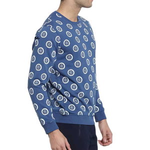 เสื้อสเวตเชิ้ตคอกลมสีน้ำเงินสำหรับผู้ชาย พิมพ์ลายดาว ทรงปกติ สวมใส่สบาย ผ้าถัก ผ้าฝ้าย ใส่ได้ในฤดูใบไม้ร่วง - Product Image 2