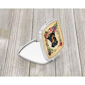 Compact Folding Handheld Makeup <b>Mirror</b> Rottweiler Flowers Decorative <b>Travel</b> Accessory Gift for Women and Girls - Product Image 2
