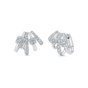 Aretes glamurosos de oro blanco de 10 quilates con diamantes redondos de corte brillante cultivados en laboratorio, joyería de lujo para mujer para uso diario. - Product Image 2