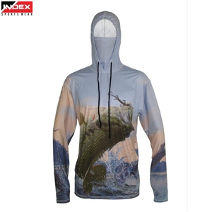 เสื้อตกปลาแขนยาวมีฮู้ดสำหรับผู้ชาย ยี่ห้อ INDEX พร้อมหน้ากากพิมพ์ลายแบบ Sublimation ป้องกันรังสียูวี UPF 50 สำหรับกิจกรรมกลางแจ้ง - Product Image 1
