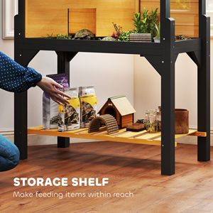 Terrario in Legno Giallo per Tartarughe con Ripiano Portaoggetti e Finestre Trasparenti, Coperchio Apribile, Supporto per Lampada, Accessori per Rettili e Anfibi - Product Image 4
